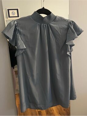Revolve flutter sleeve mock neck blouse (size small)